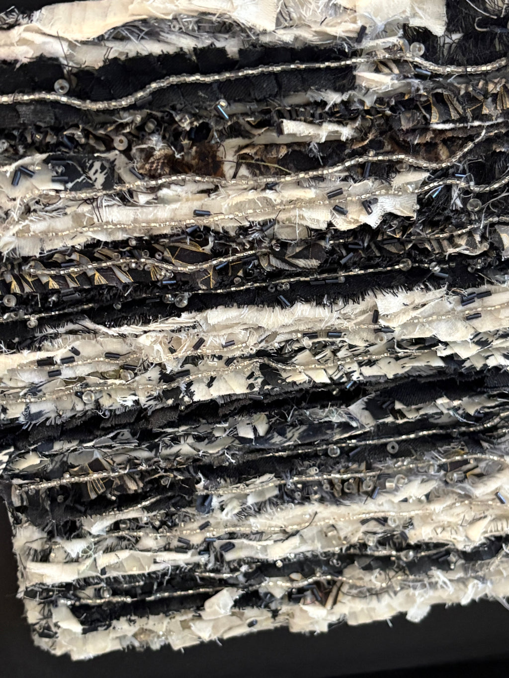 Framed Monochrome Mixed Media Textile Wall Art