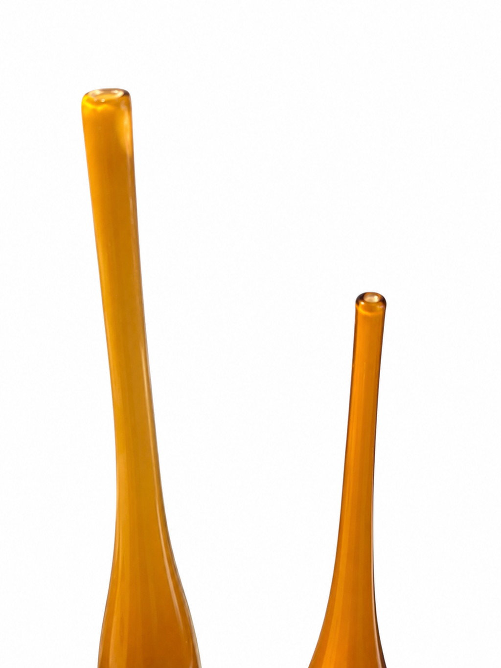 Set of 2 Tall Amber Art Glass Bud Vases – Modern Sculptural Décor