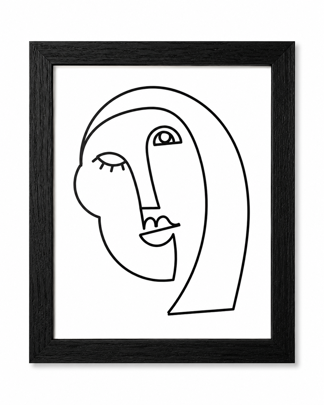 Modern Abstract Face Wall Art | Matching Framed Print Set (2 Pieces) – Black Textured Frames