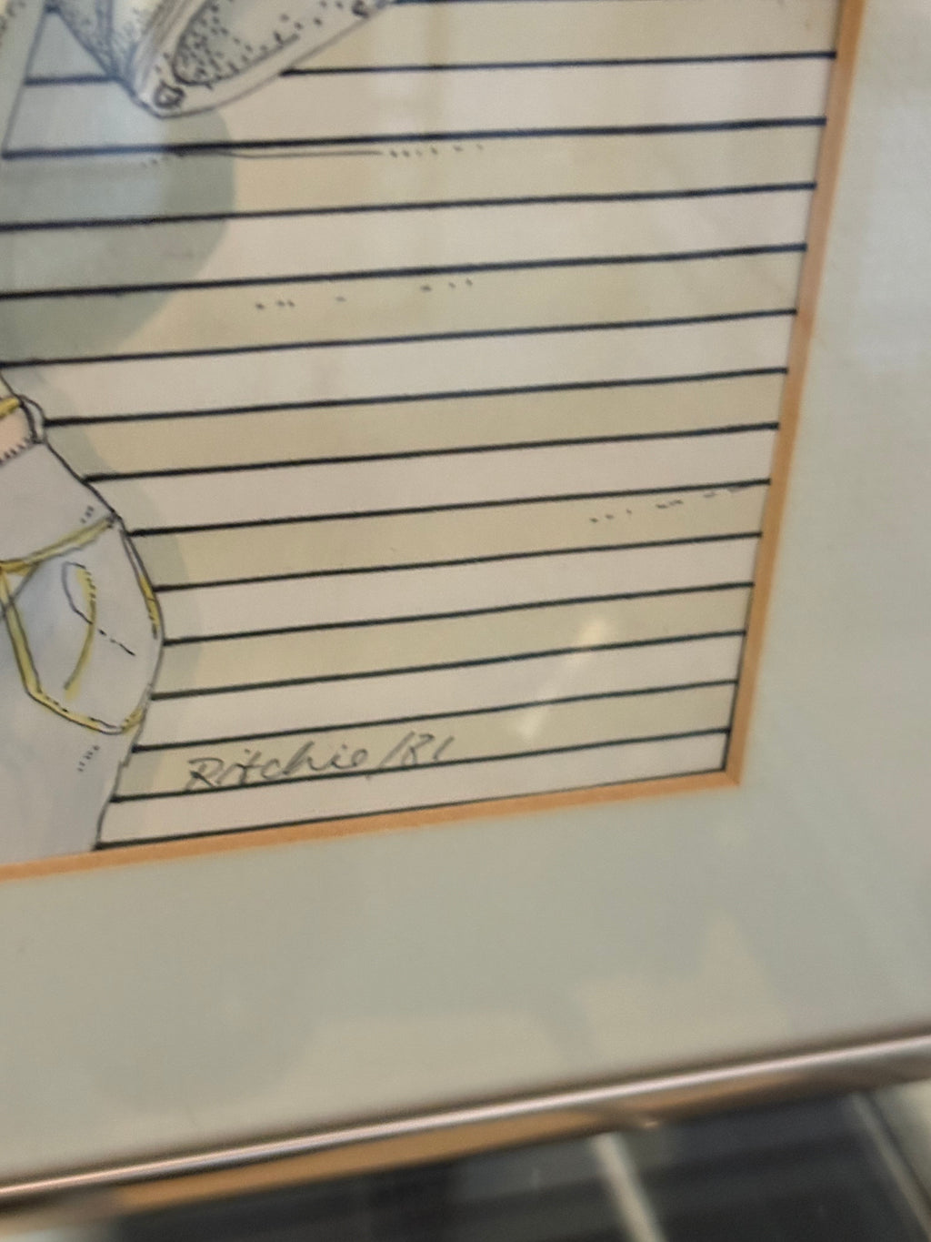 Vintage Signed Framed Art Print by Ritchie (1981)
