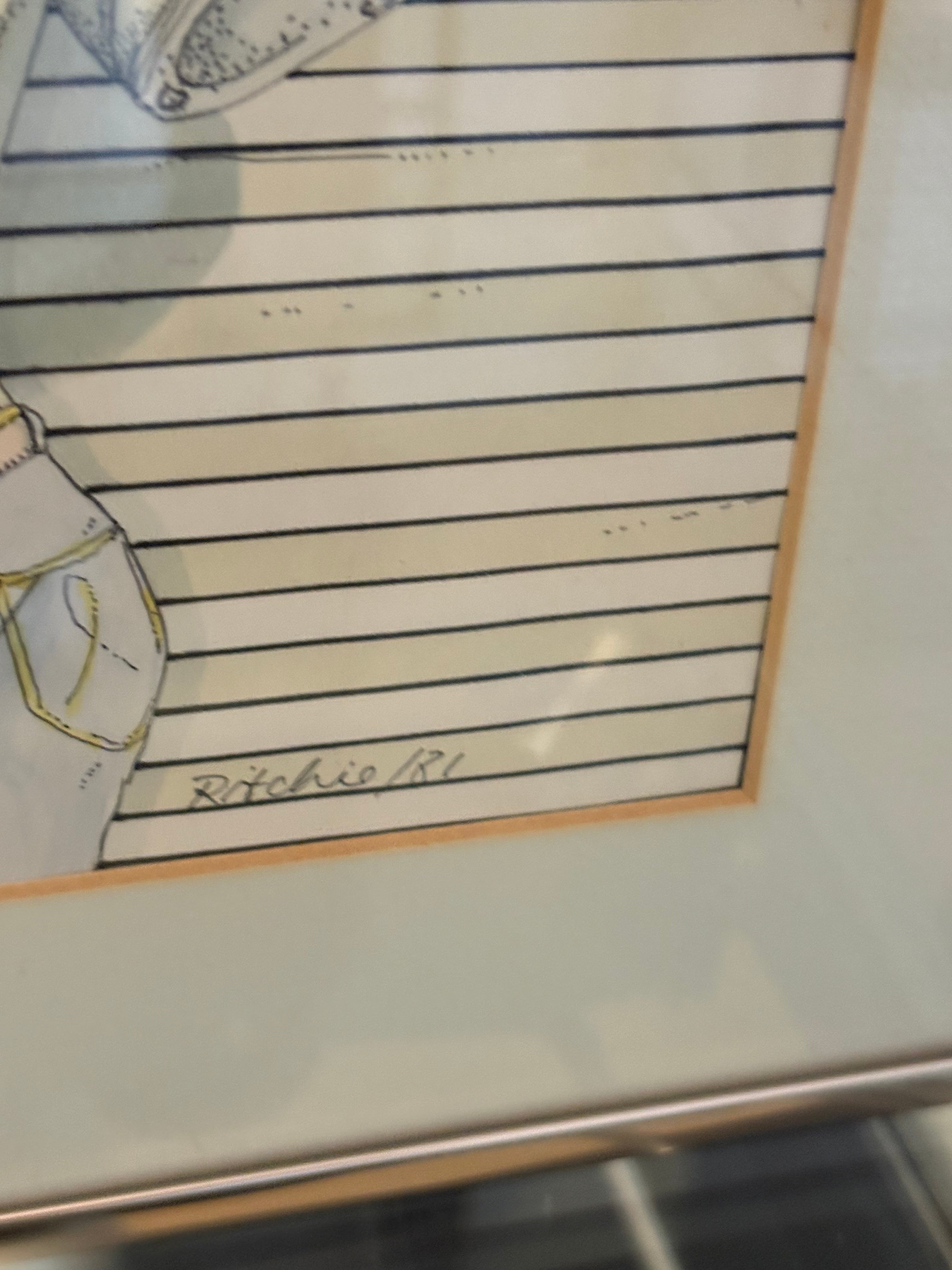Vintage Signed Framed Art Print by Ritchie (1981)