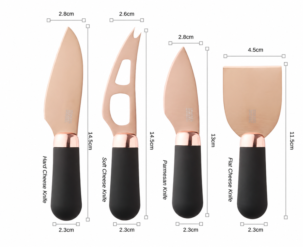 Brooklyn Rose Gold Slate Cheese Board & Knife Set – 5 Piece Serving Collection
