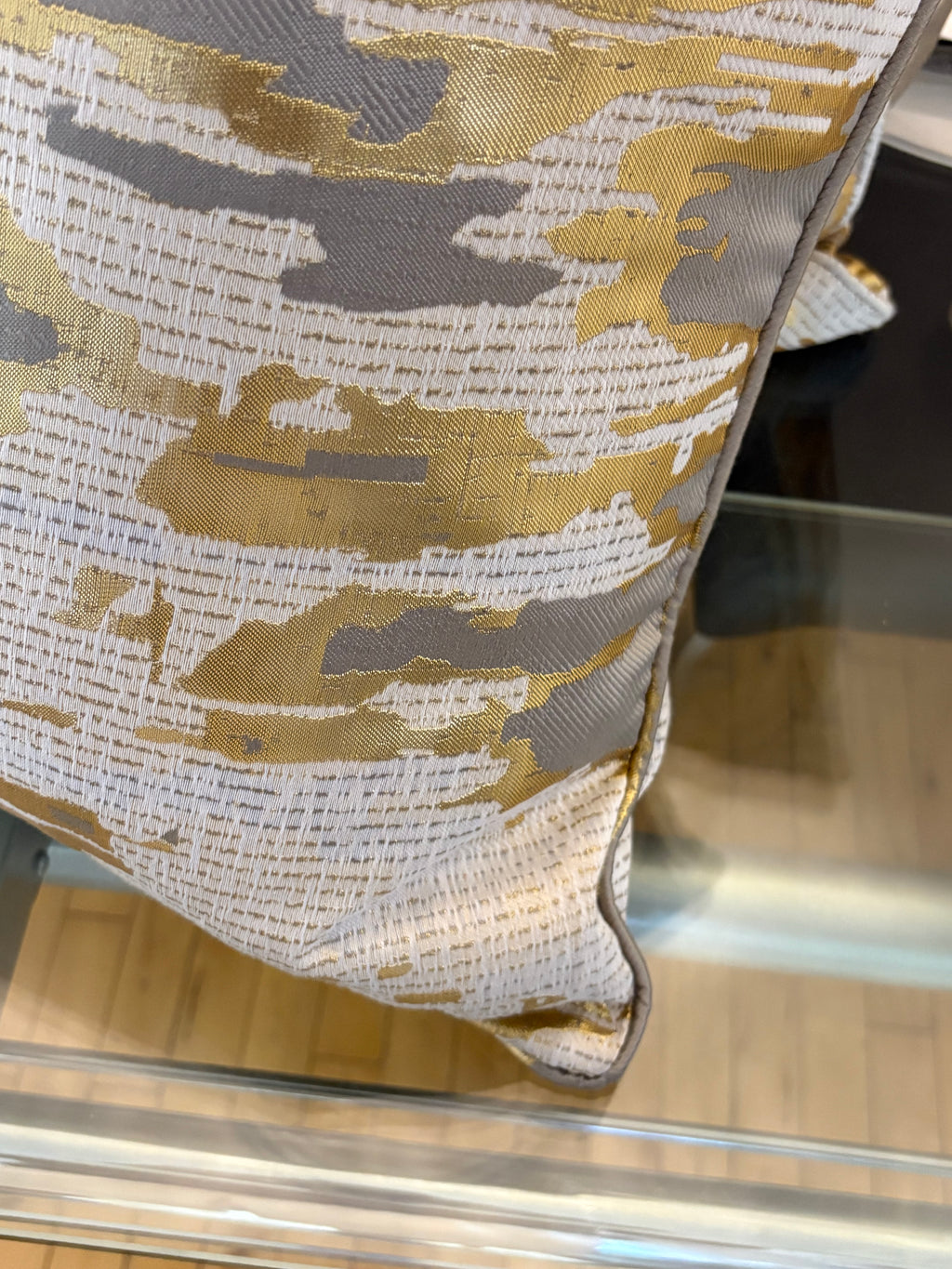 Set of 2 Luxury 24” x 24” Gold Abstract Decorative Throw Pillows