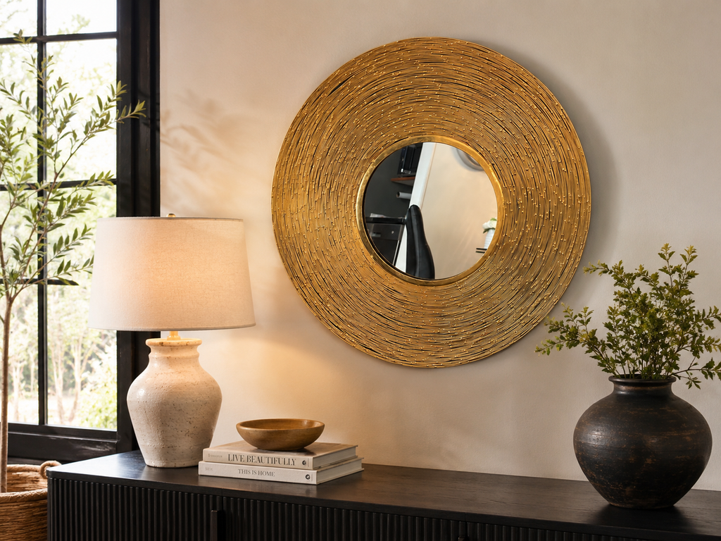 Vintage Gold Sunburst Wall Mirror