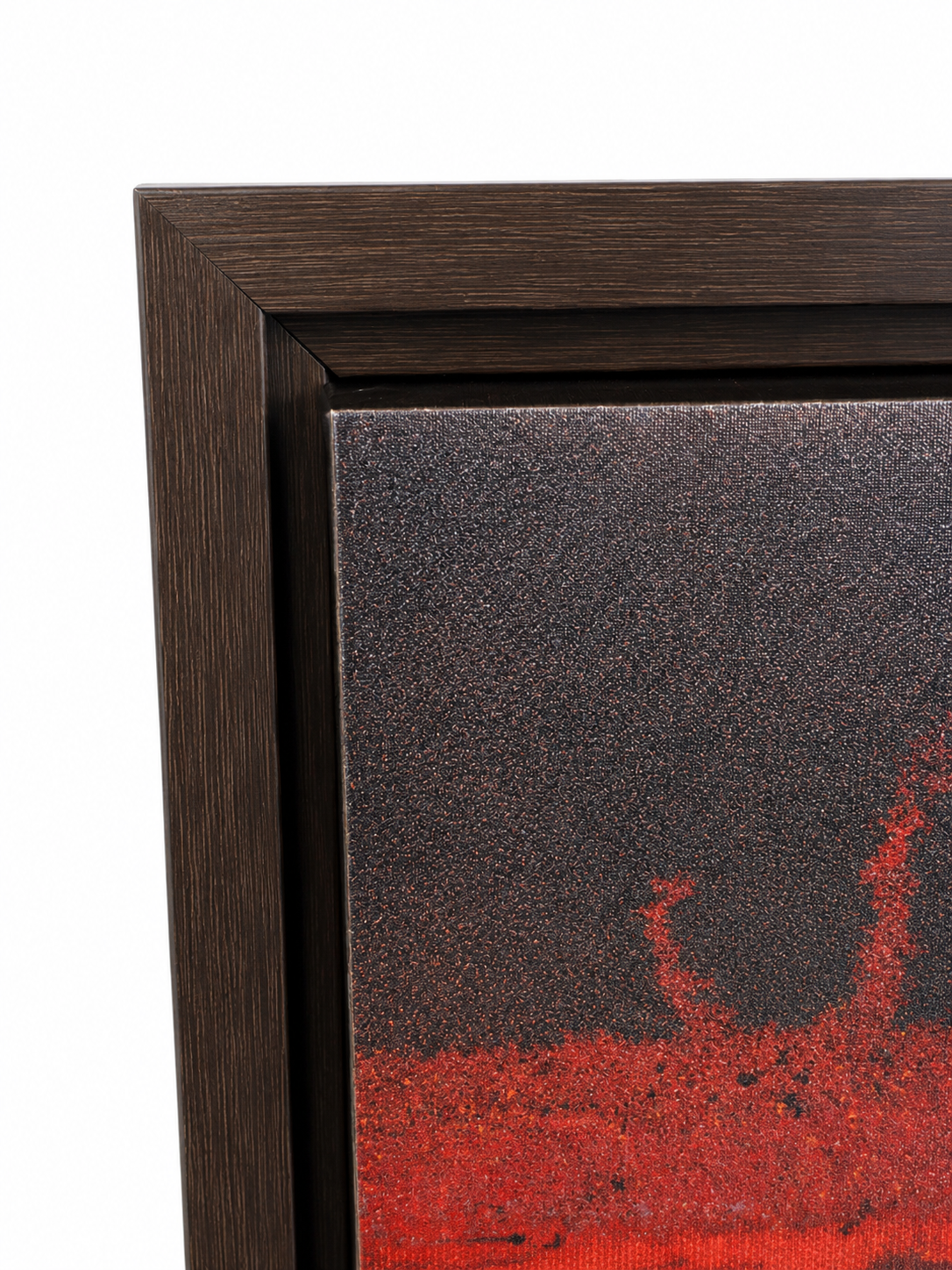 Large Framed Abstract Textured Wall Art – Red, Bronze & Gold – 26” × 50”