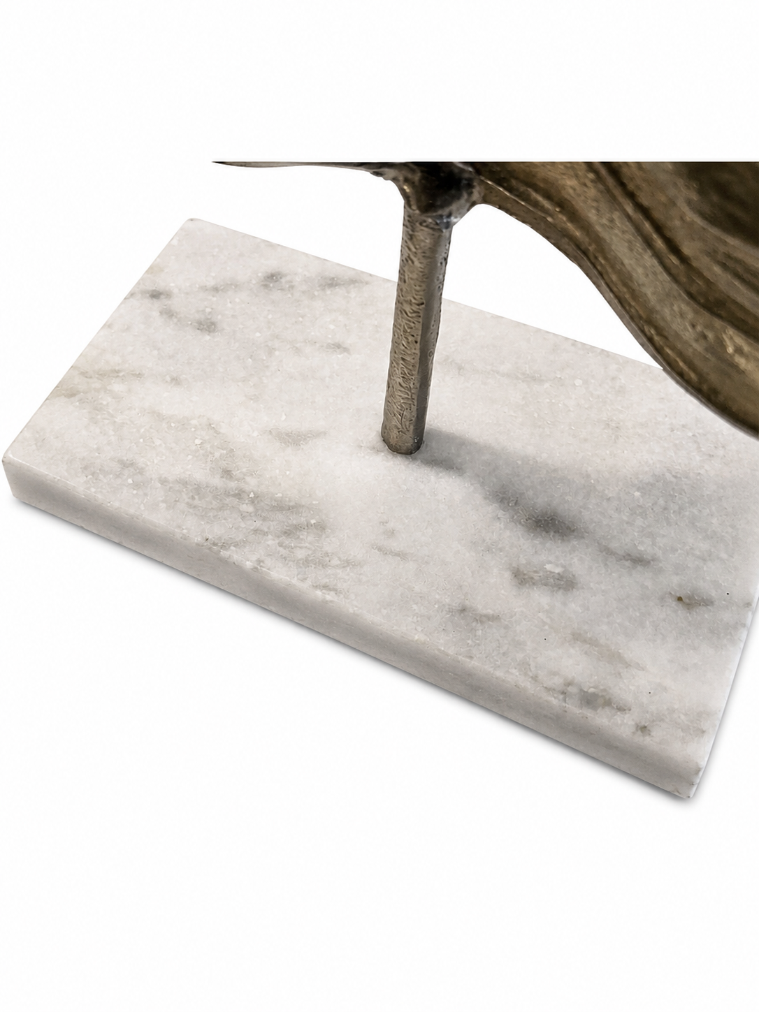 Modern Abstract Silver Metal Sculpture on Marble Base – Contemporary Tabletop Décor