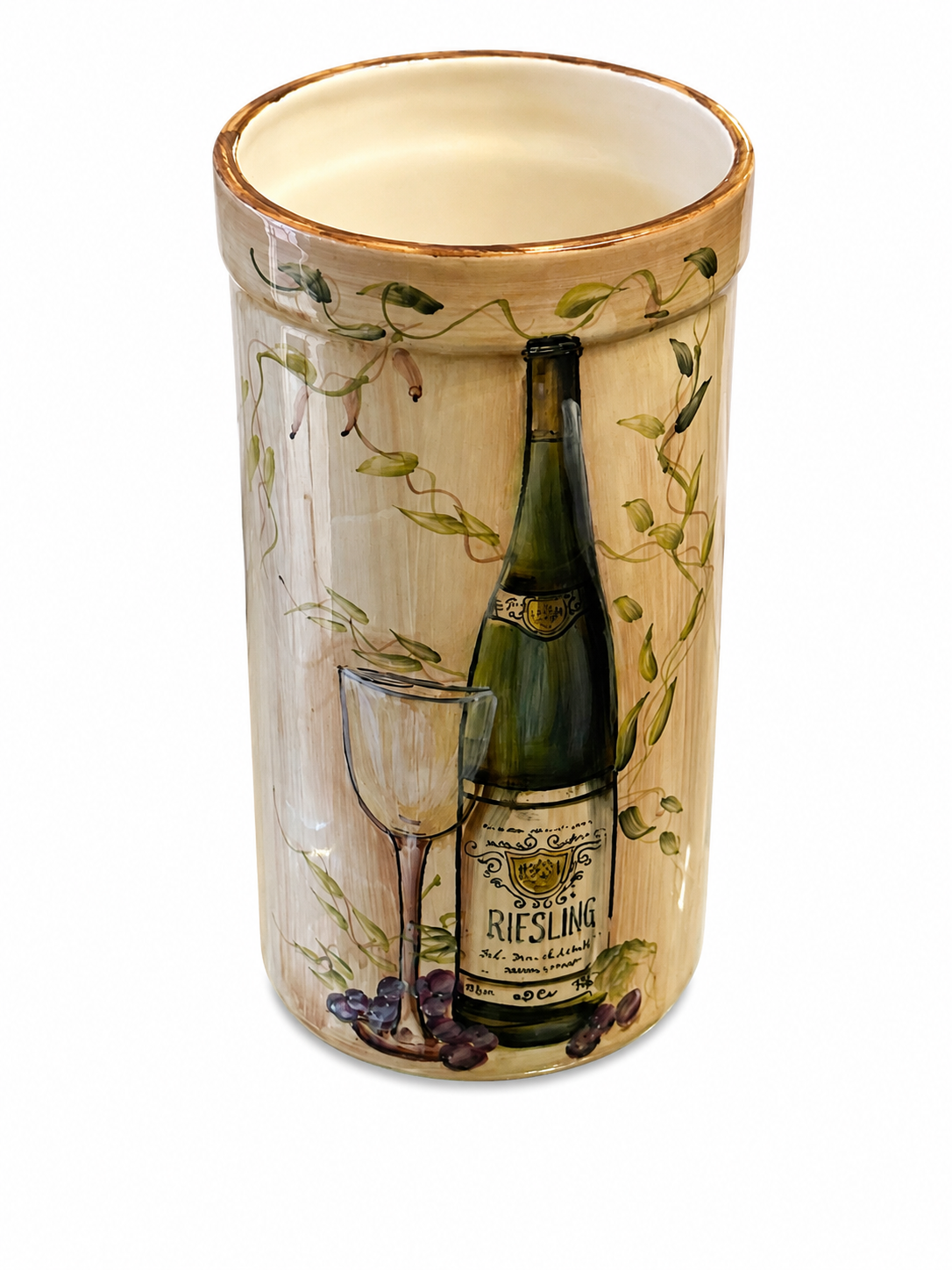 Hand-Painted Vineyard Ceramic Wine Bottle Holder