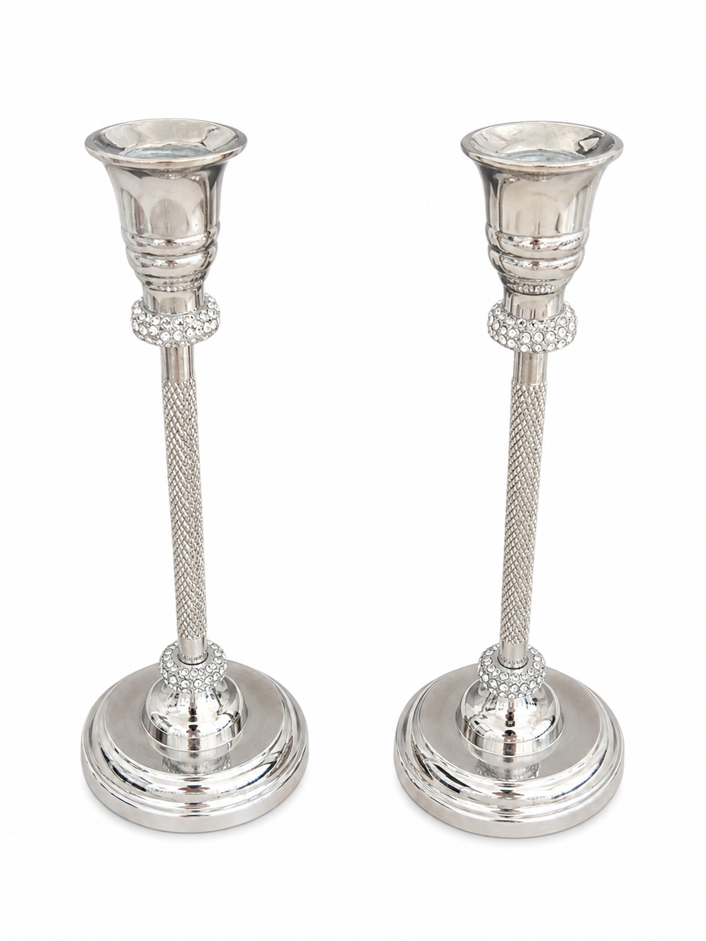 3-Piece Silver Hurricane Candle Holder & Taper Candlestick Set