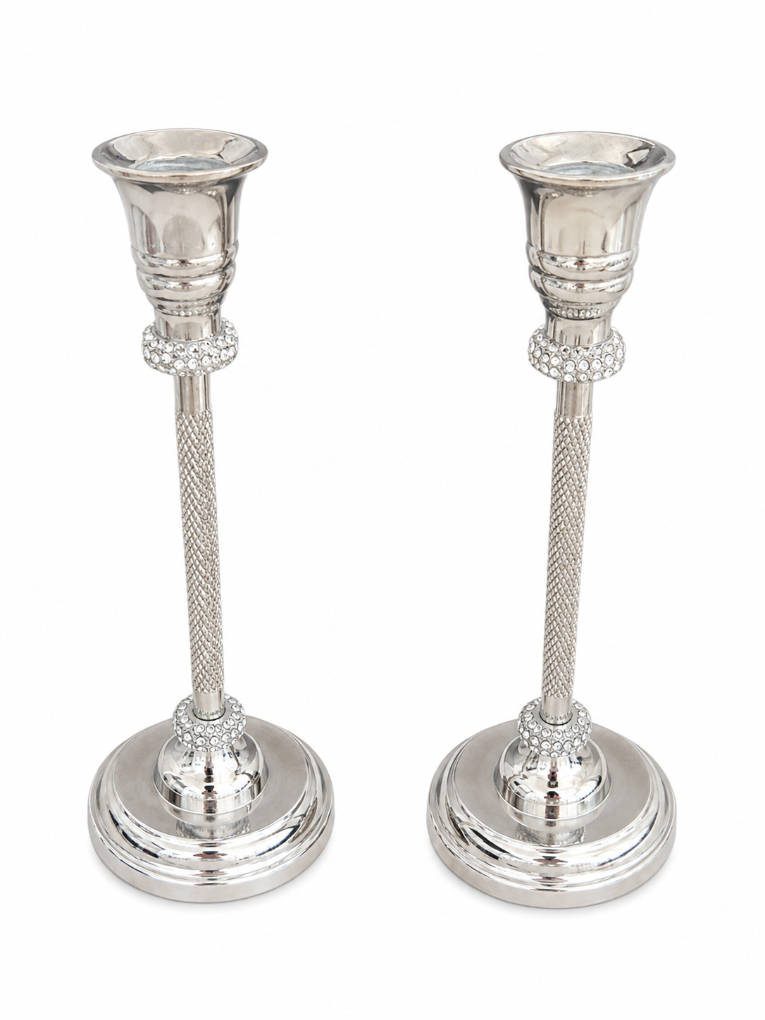 3-Piece Silver Hurricane Candle Holder & Taper Candlestick Set