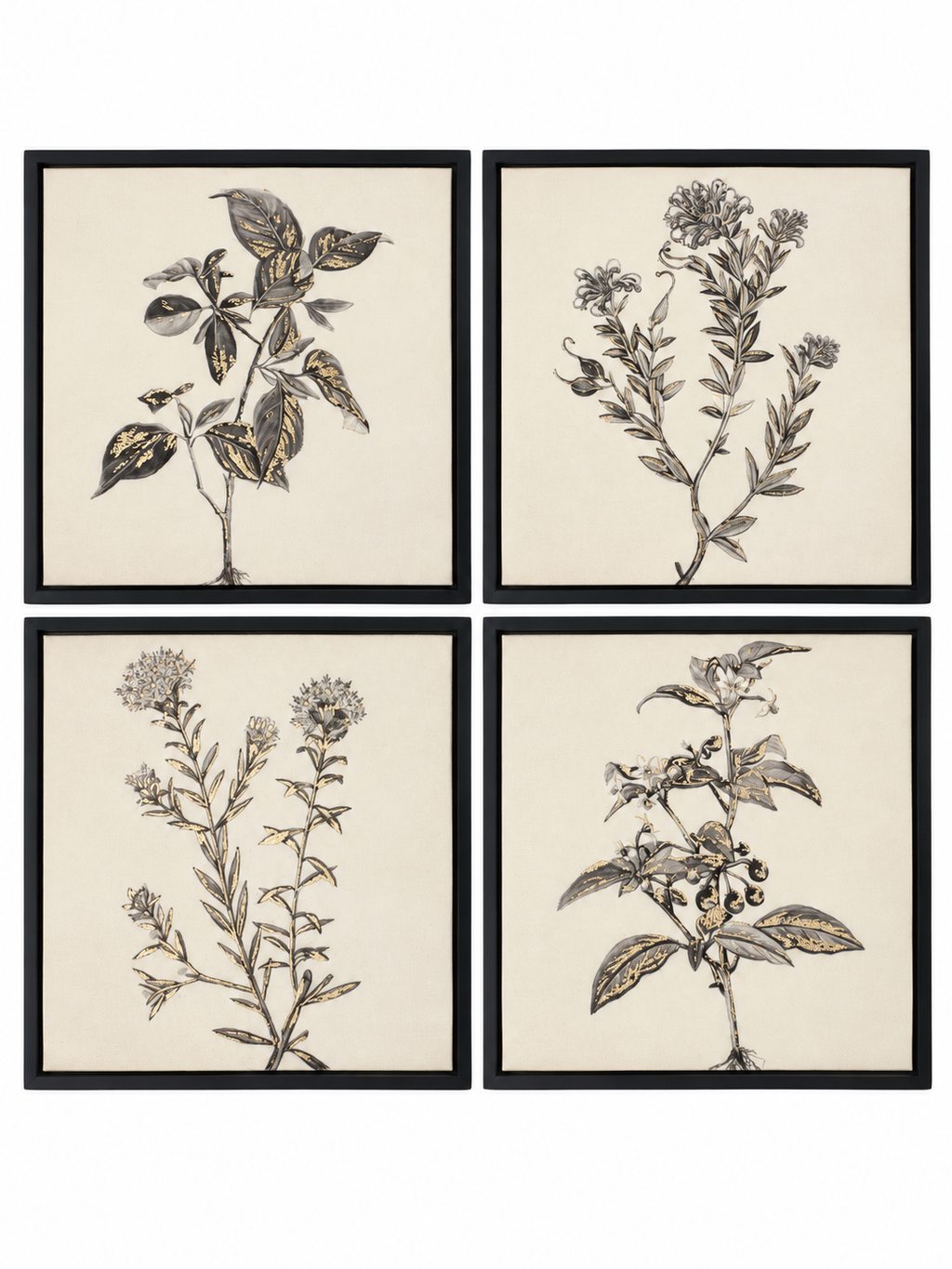 Botanical Wall Art Set – 4 Coordinated Framed Prints
