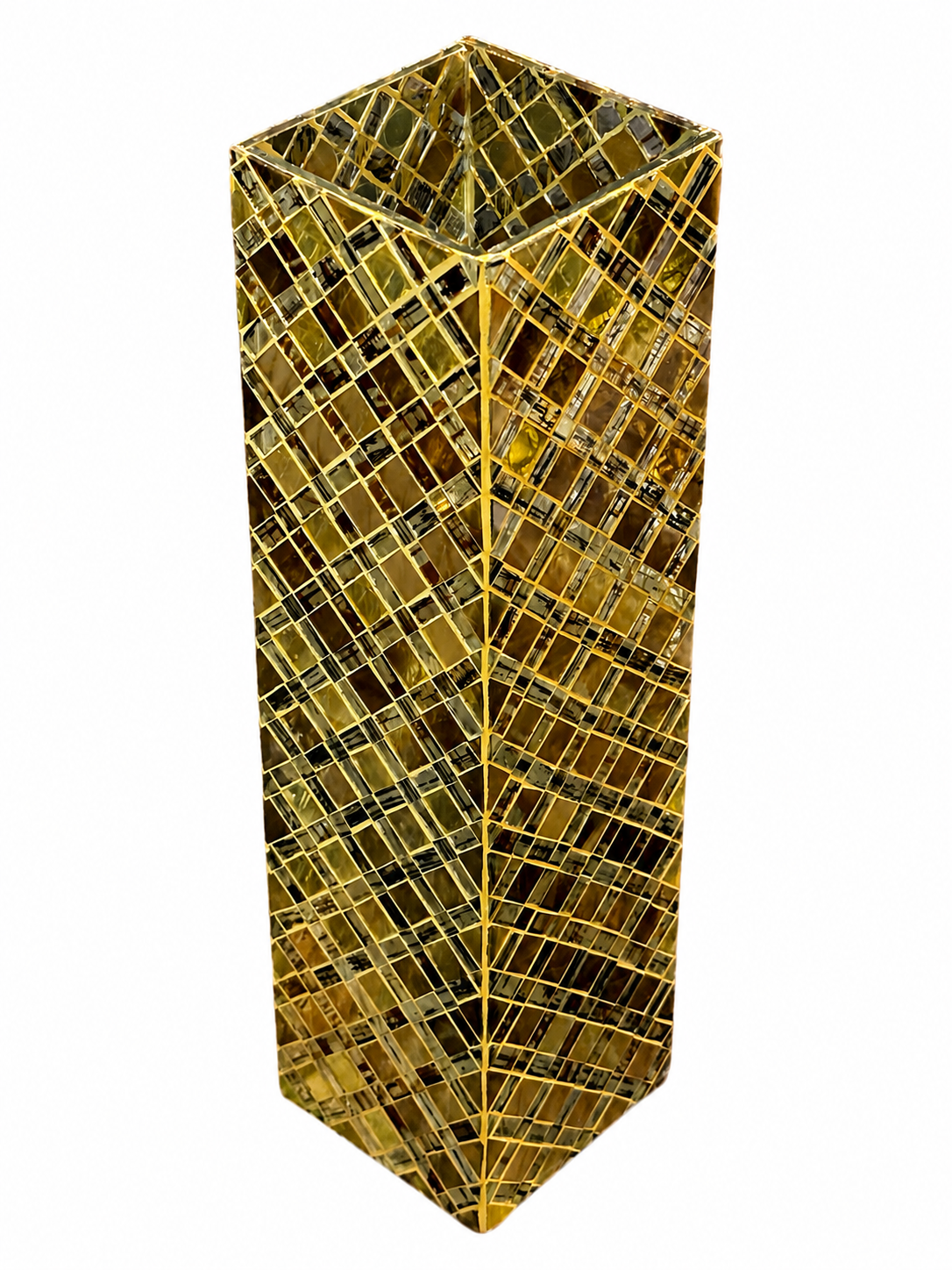 Tall Gold Mosaic Decorative Vase – Handcrafted Mirrored Glass Accent