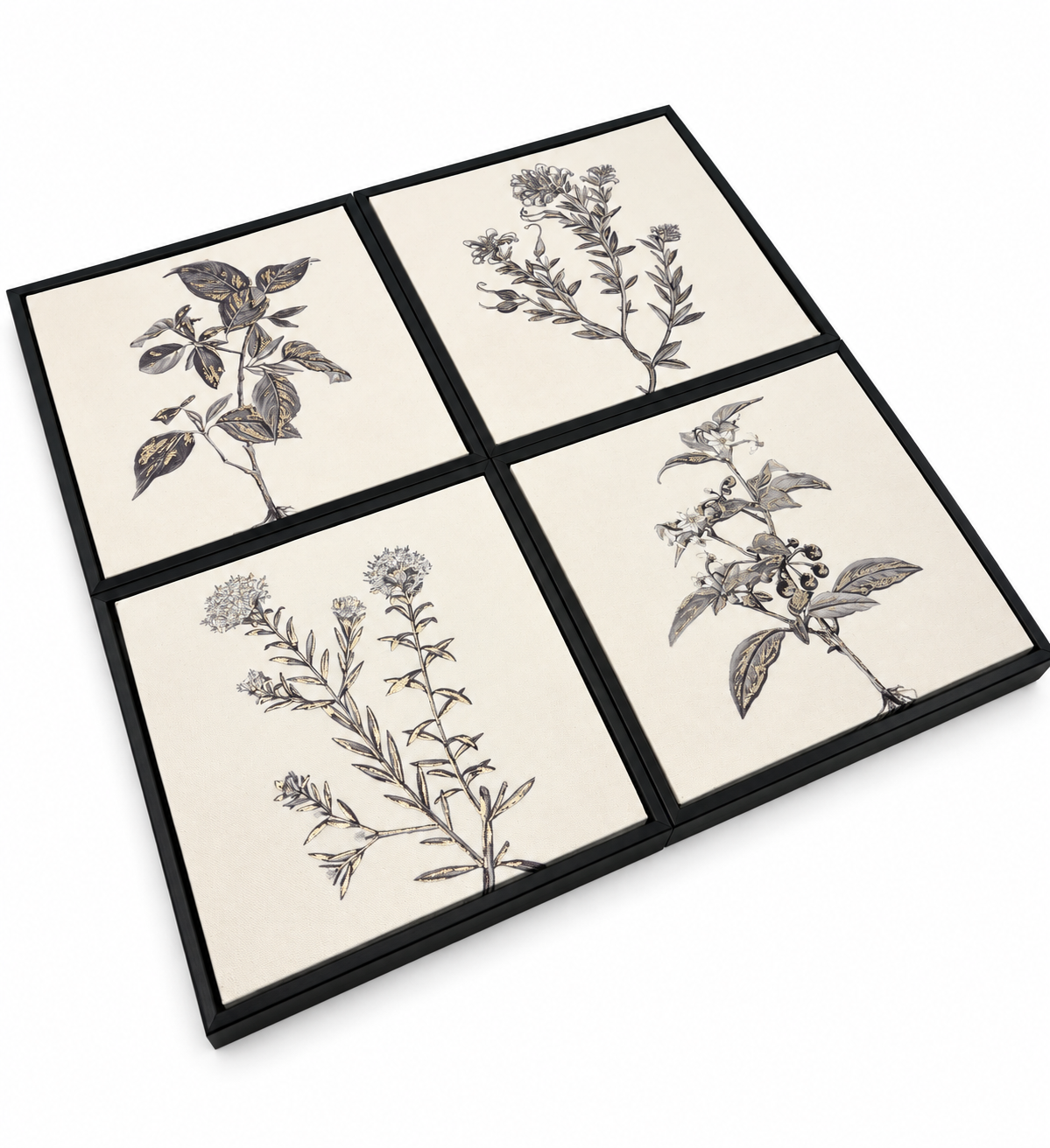 Botanical Wall Art Set – 4 Coordinated Framed Prints