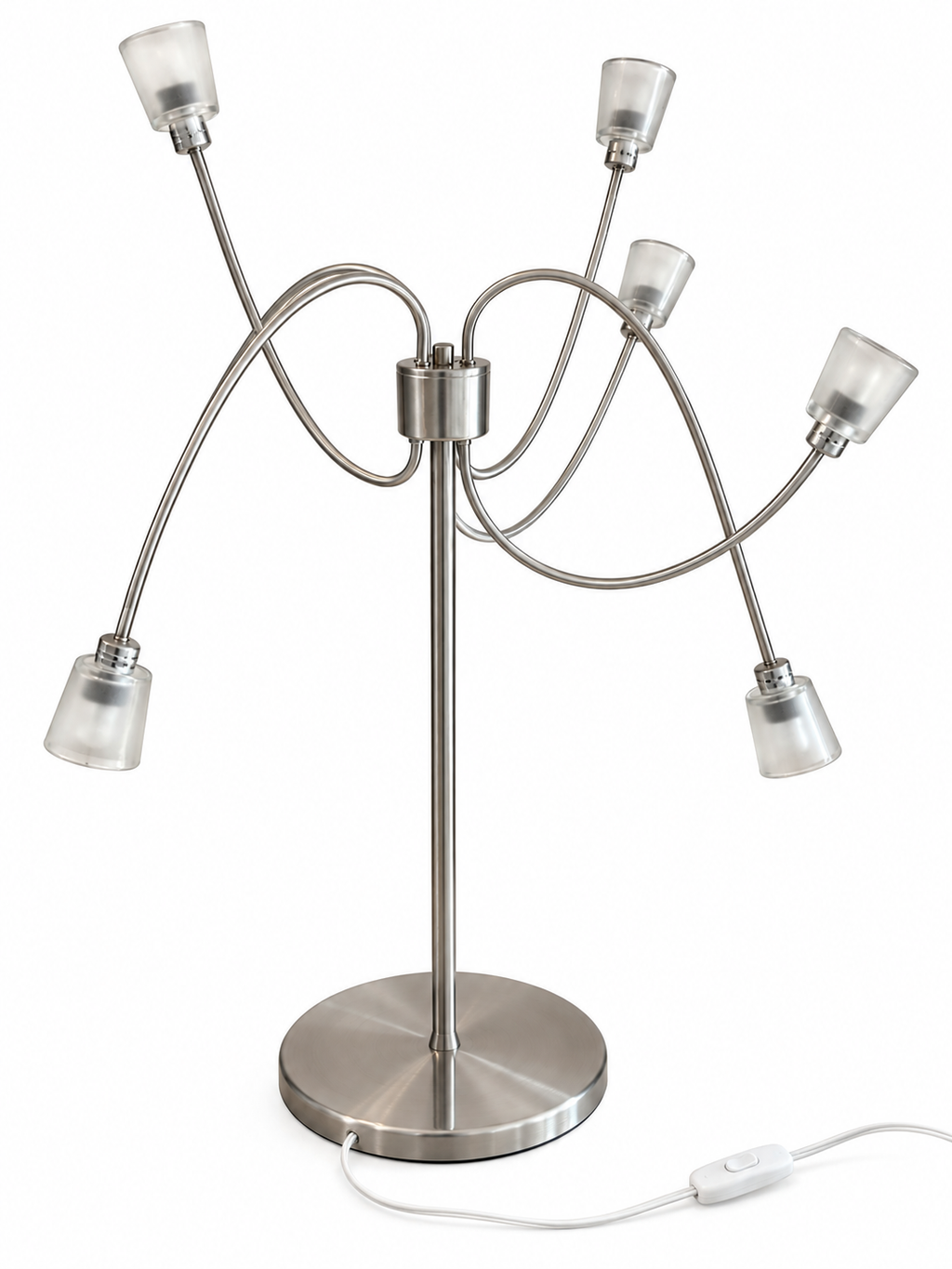 Modern Brushed Nickel 6-Light Flexible Arm Table Lamp