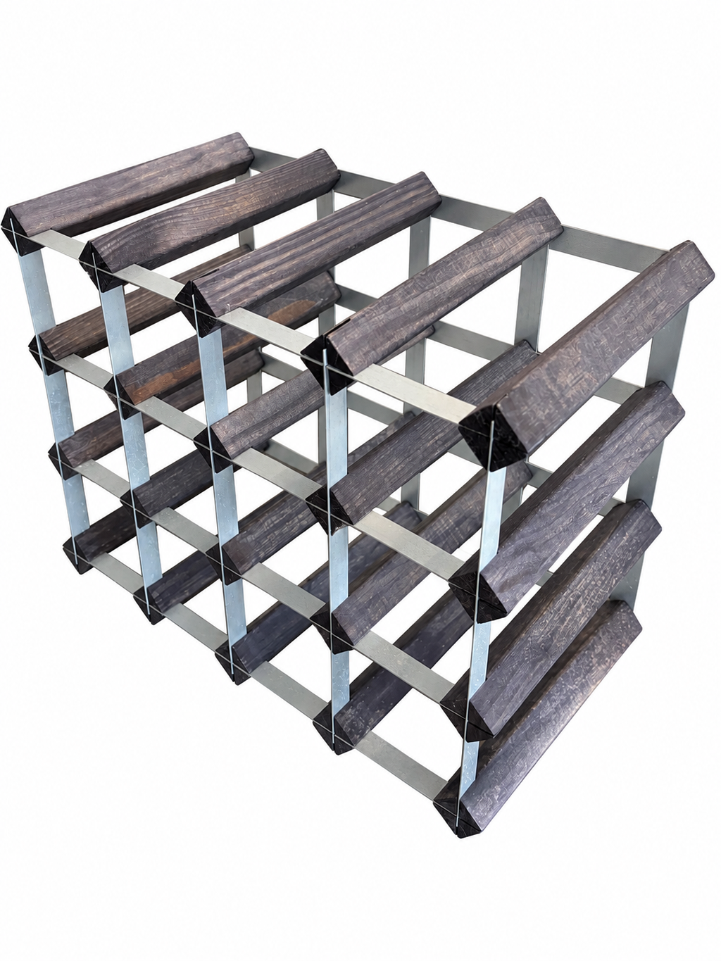Industrial Wood & Metal 16-Bottle Wine Storage Rack