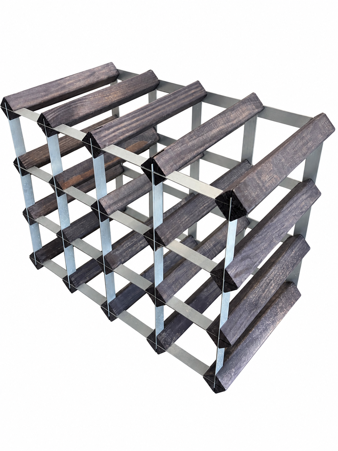 Industrial Wood & Metal 16-Bottle Wine Storage Rack