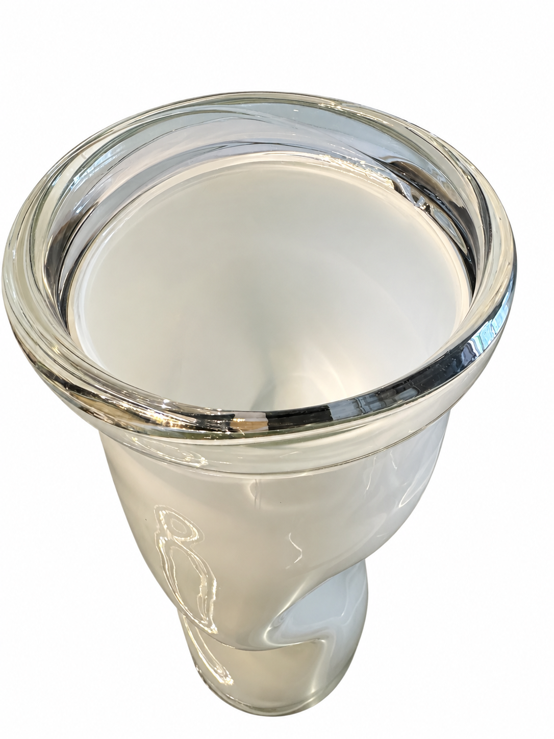 Sculptural White Art Glass Twist Vase