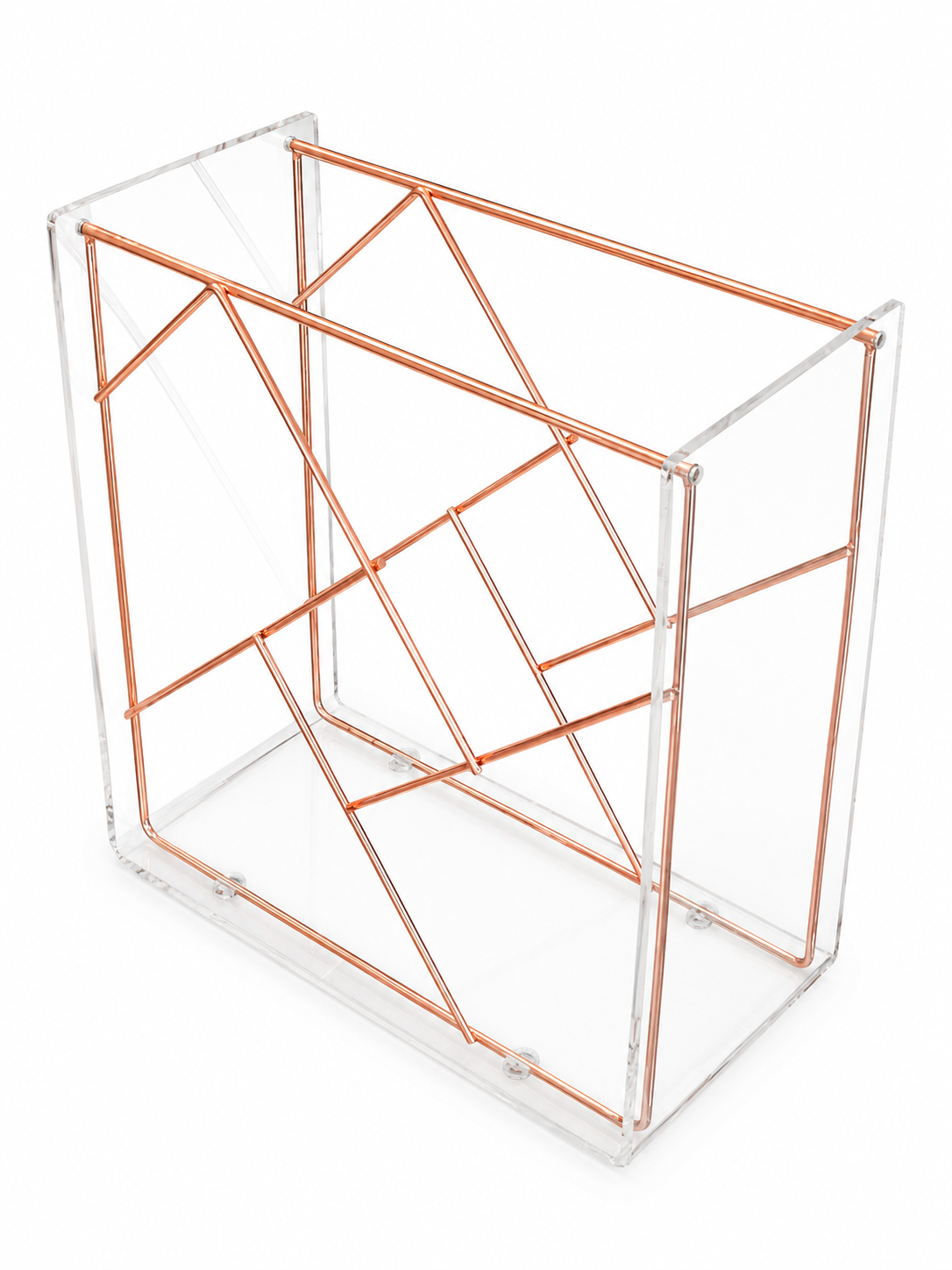 Modern Geometric Acrylic & Rose Gold Wine Rack