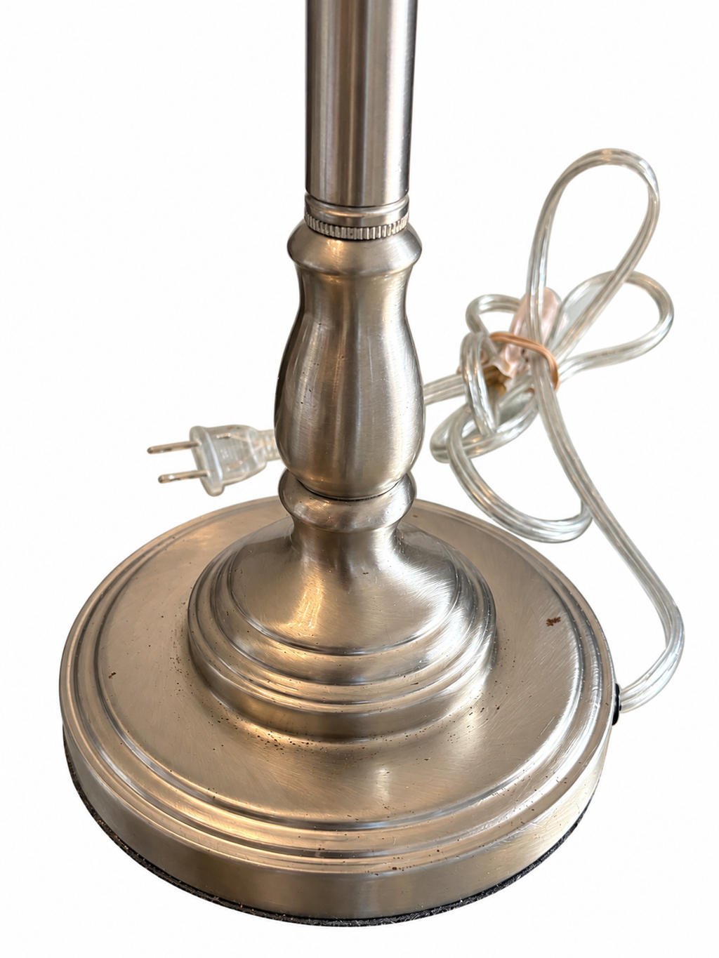 Brushed Nickel Banker Lamp with Textured Glass Shade