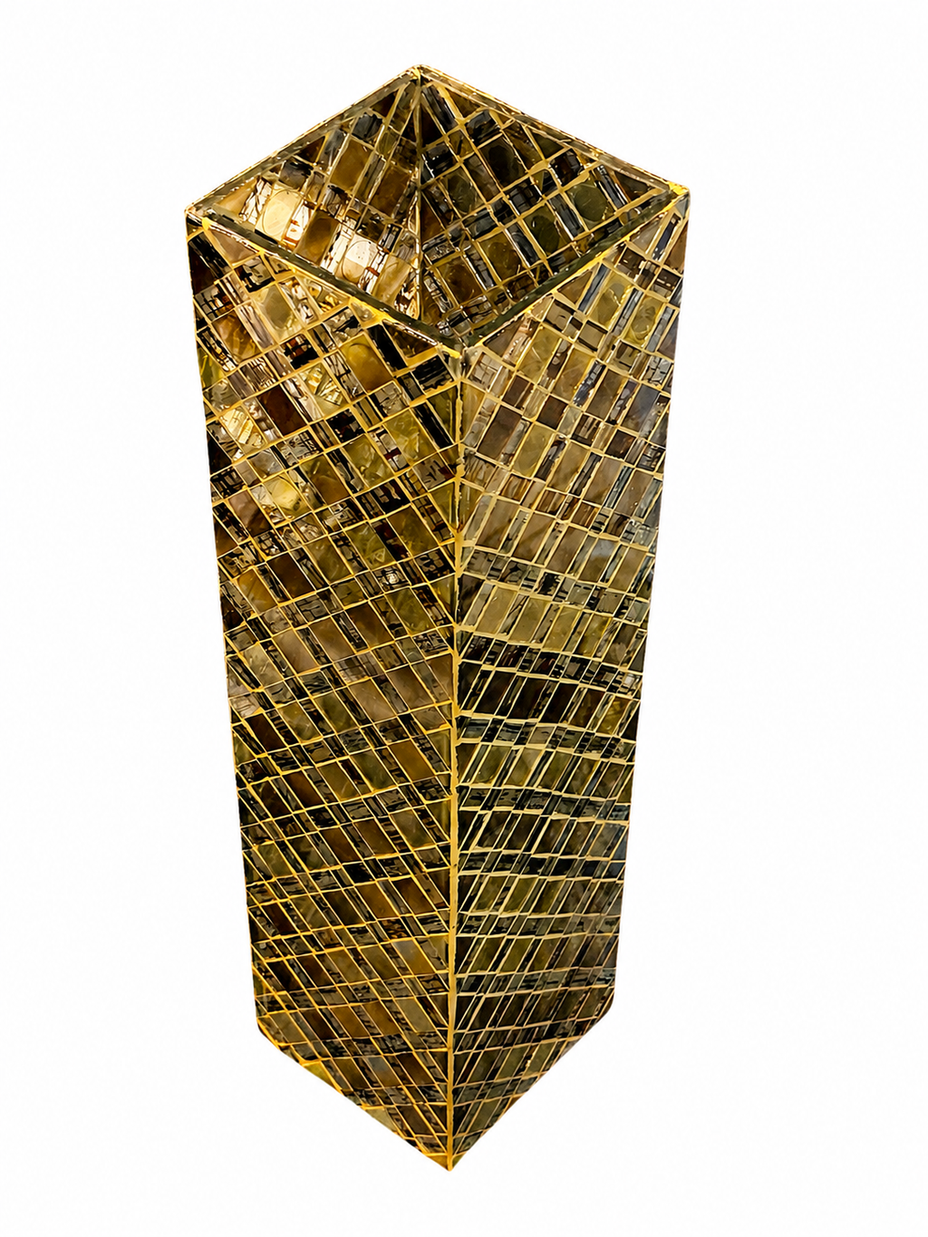 Tall Gold Mosaic Decorative Vase – Handcrafted Mirrored Glass Accent