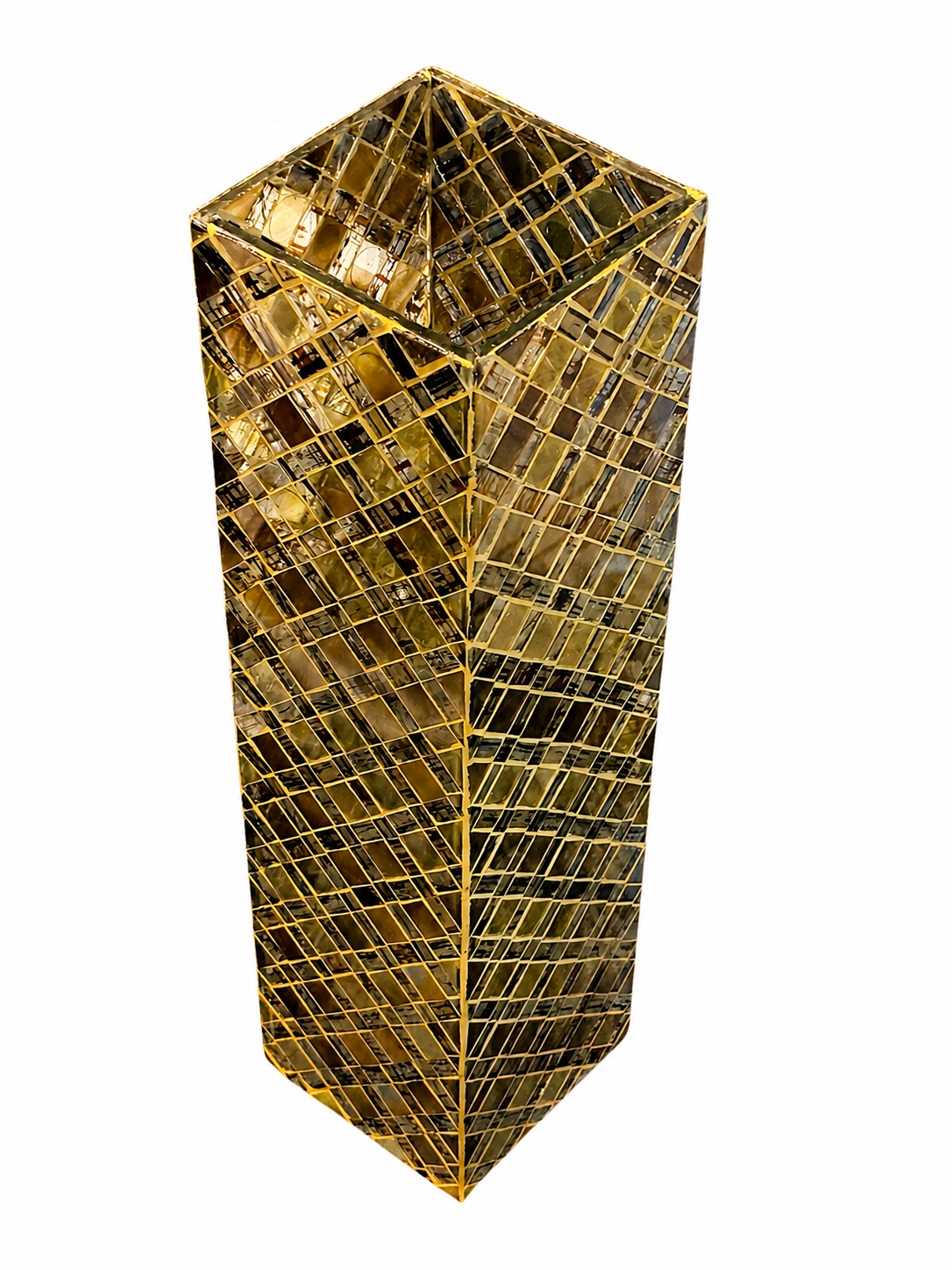 Tall Gold Mosaic Decorative Vase – Handcrafted Mirrored Glass Accent