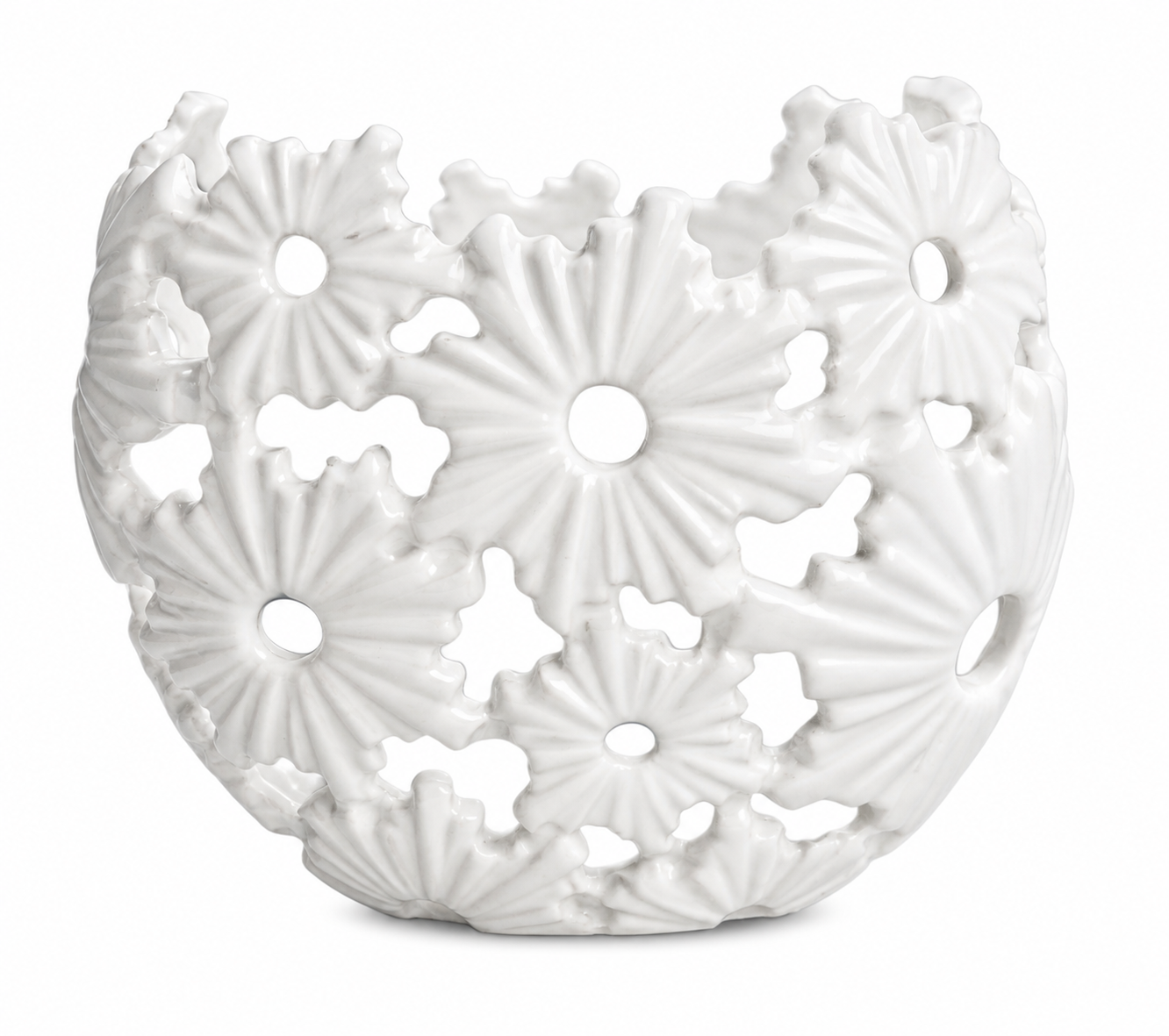 White Floral Cutout Ceramic Decorative Vase