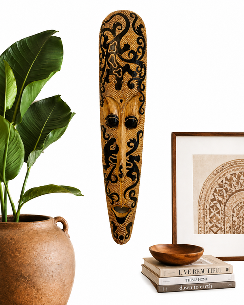 Hand-Carved Tribal Wall Mask – Wooden Statement Decor Piece