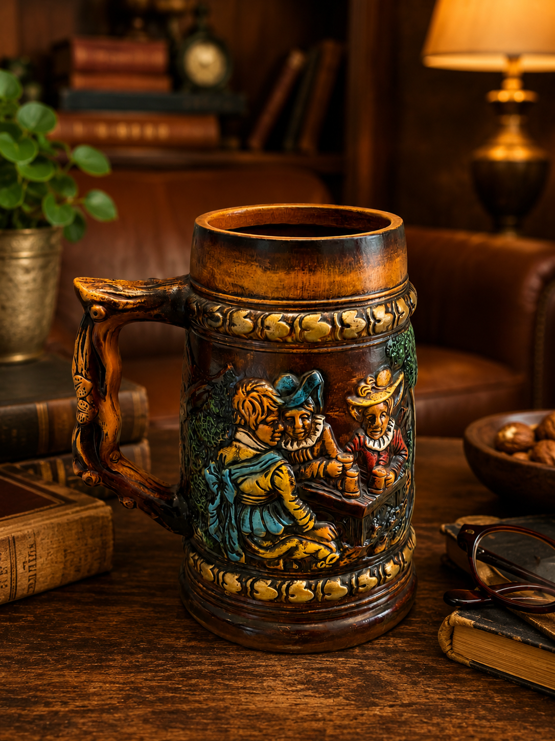 Vintage Rustic Relief Beer Stein Mug